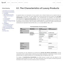 II.1. The Characteristics of Luxury Products