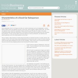 Characteristics of a Good Car Salesperson by Renee Garrison