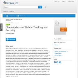 Characteristics of Mobile Teaching and Learning