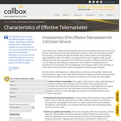 Characteristics of an Effective Telemarketer