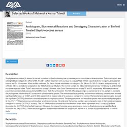 "Antibiogram, Biochemical Reactions and Genotyping Characterization of