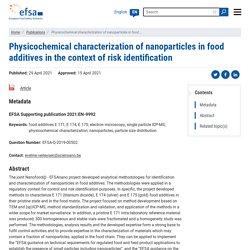 EFSA 29/04/21 Physicochemical characterization of nanoparticles in food additives in the context of risk identification