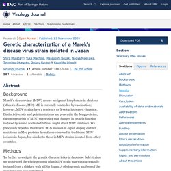 VIROLOGY JOURNAL 23/11/20 Genetic characterization of a Marek’s disease virus strain isolated in Japan