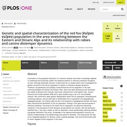 PLOS 12/03/19 Genetic and spatial characterization of the red fox (Vulpes vulpes) population in the area stretching between the Eastern and Dinaric Alps and its relationship with rabies and canine distemper dynamics