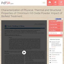 Characterization of Physical, Thermal and Structural Properties of Chromium (VI) Oxide Powder: Impact of Biofield Treatment
