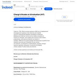 Chargé d'études et d'évaluation (H/F) - Paris (75)