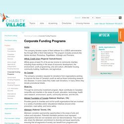 CharityVillage - Corporate Funding Programs