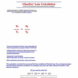 CHARLES' LAW CALCULATOR