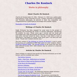 Charles De Koninck - Philosophical writings