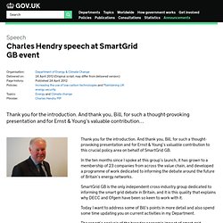 Charles Hendry speech at Smart Grids GB event