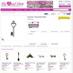Key Charm - Antique Silver Plated - Domestic Charms from The Bead Shop UK
