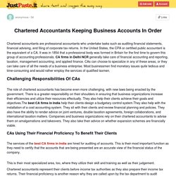 Chartered Accountants Keeping Business Accounts In Order