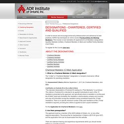 ADR Ontario - Member Resources - Chartering Designation