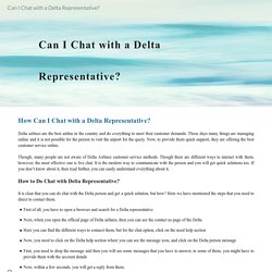 Can I Chat with a Delta Representative?