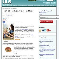 Cheap &Easy College Meals