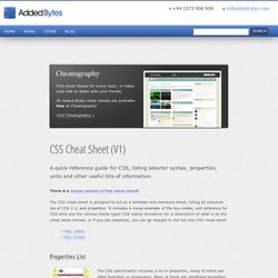 CSS Cheat Sheet (V1) - Added Bytes by Dave Child