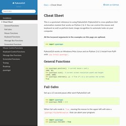 Cheat Sheet — PyAutoGUI documentation