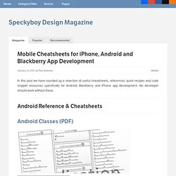 Mobile Cheatsheets for iPhone, Android and Blackberry App Development