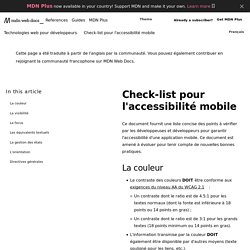 Check-list pour l'accessibilité mobile - Accessibilité