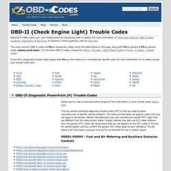 OBD-II Check Engine Light Trouble Codes