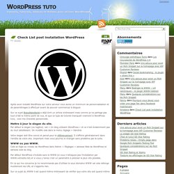 Check List post installation WordPress