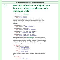 How do I check if an object is an instance of a given class or of a subclass of it?