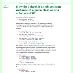 How do I check if an object is an instance of a given class or of a subclass of it?