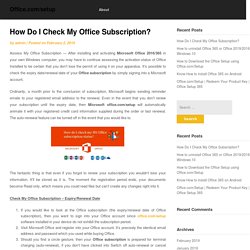 How Do I Check My Office Subscription? - Office.com/setup