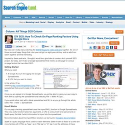 DIY SEO: How To Check On-Page Ranking Factors Using Google Docs