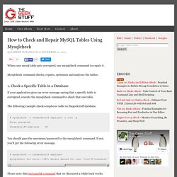 How to Check and Repair MySQL Tables Using Mysqlcheck