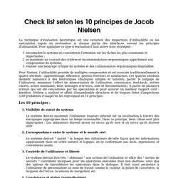 Check list selon les 10 principes de Jacob Nielsen