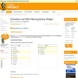 Checkbox List With Filtering jQuery Widget