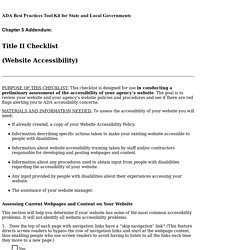 Chapter 5 Addendum: Title II Checklist (Website Accessibility)