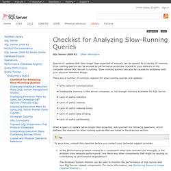 Checklist for Analyzing Slow-Running Queries