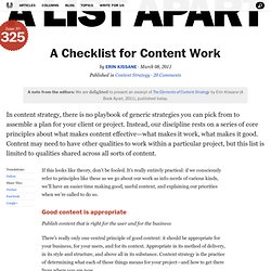 A Checklist for Content Work