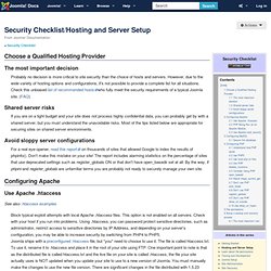 Security Checklist/Hosting and Server Setup
