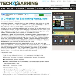 A Checklist for Evaluating WebQuests
