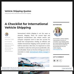 A Checklist for International Vehicle Shipping