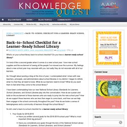 Back-to-School Checklist for a Learner-Ready School Library