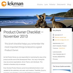 Product Owner Checklist