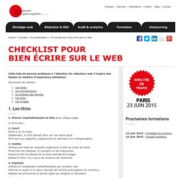 Checklist de 44 conseils pour bien écrire pour le Web - bonnes pratiques de rédaction web