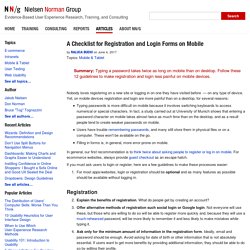 A Checklist for Registration and Login Forms on Mobile