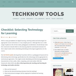 Checklist: Selecting Technology for Learning – TechKNOW Tools