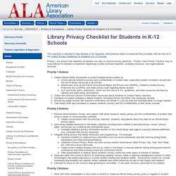 Library Privacy Checklist for Students in K-12 Schools