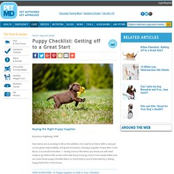 Puppy Checklist: Getting off to a Great Start