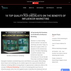 18 Top Quality PLR Checklists on the Benefits of Influencer Marketing