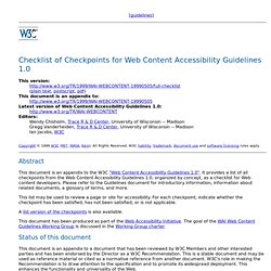 Checklist of Checkpoints for Web Content Accessibility Guidelines 1.0