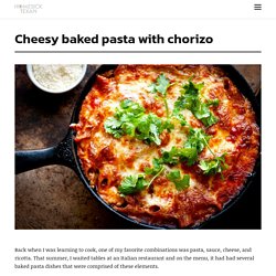 Cheesy baked pasta with chorizo