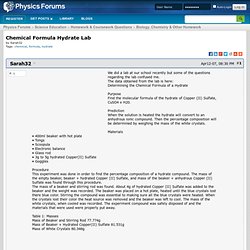 Chemical Formula Hydrate Lab