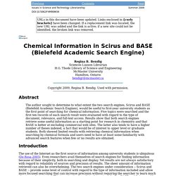 Chemical Information in Scirus and BASE (Bielefeld Academic Search Engine)